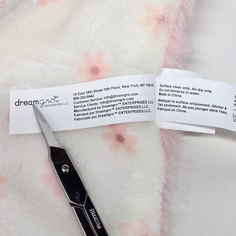 Dreamgro White Bunny Baby Security Blanket Pink Floral Teether Rattle Lovey 12" - Picture 7 of 8